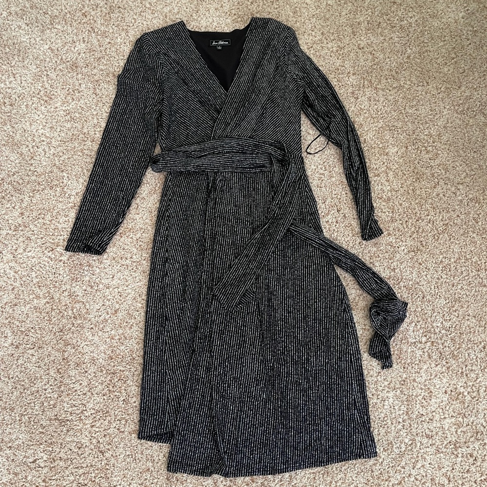 Sam Edelman black & silver wrap dress size 2
